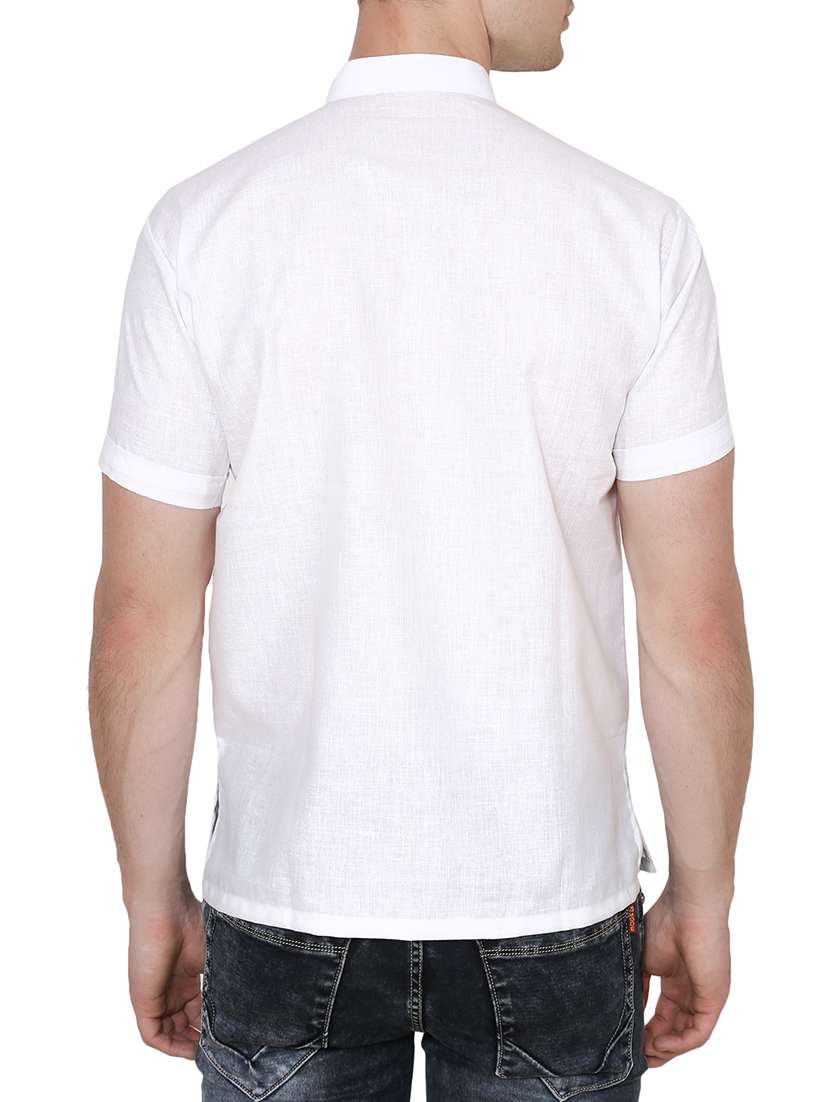 white cotton short kurta - 15170694 - Standard Image - 2