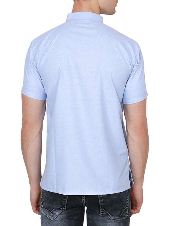 blue cotton short kurta - 15170695 - Standard Image - 2