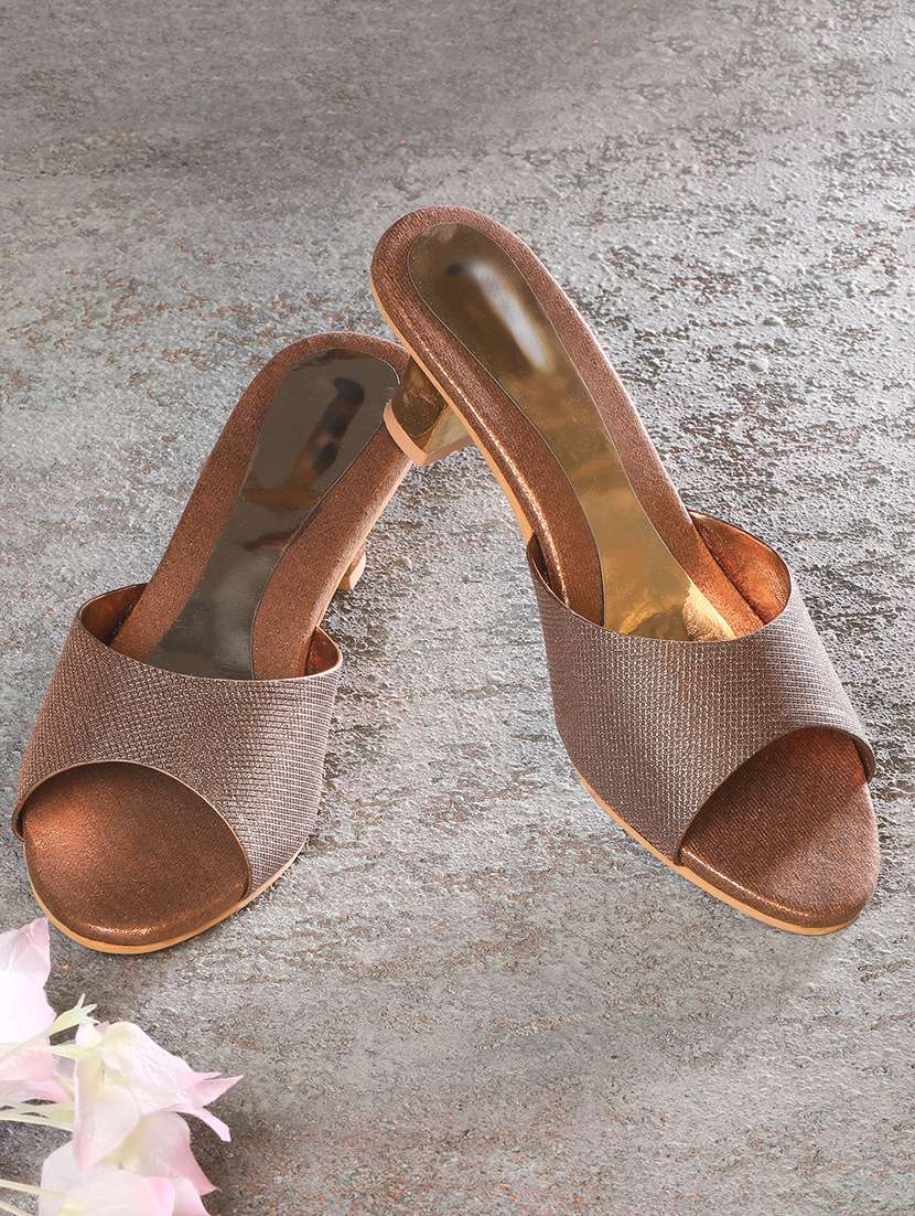 bronze slip on sandal