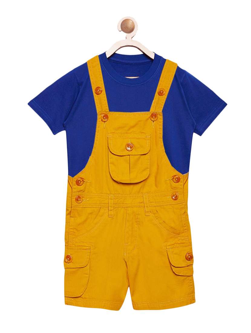multi colored cotton dungaree set