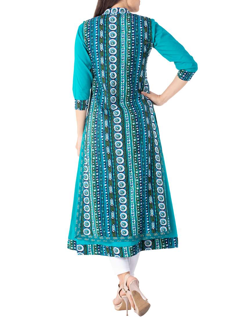 printed a-line layered kurta - 15172230 -  Standard Image - 2
