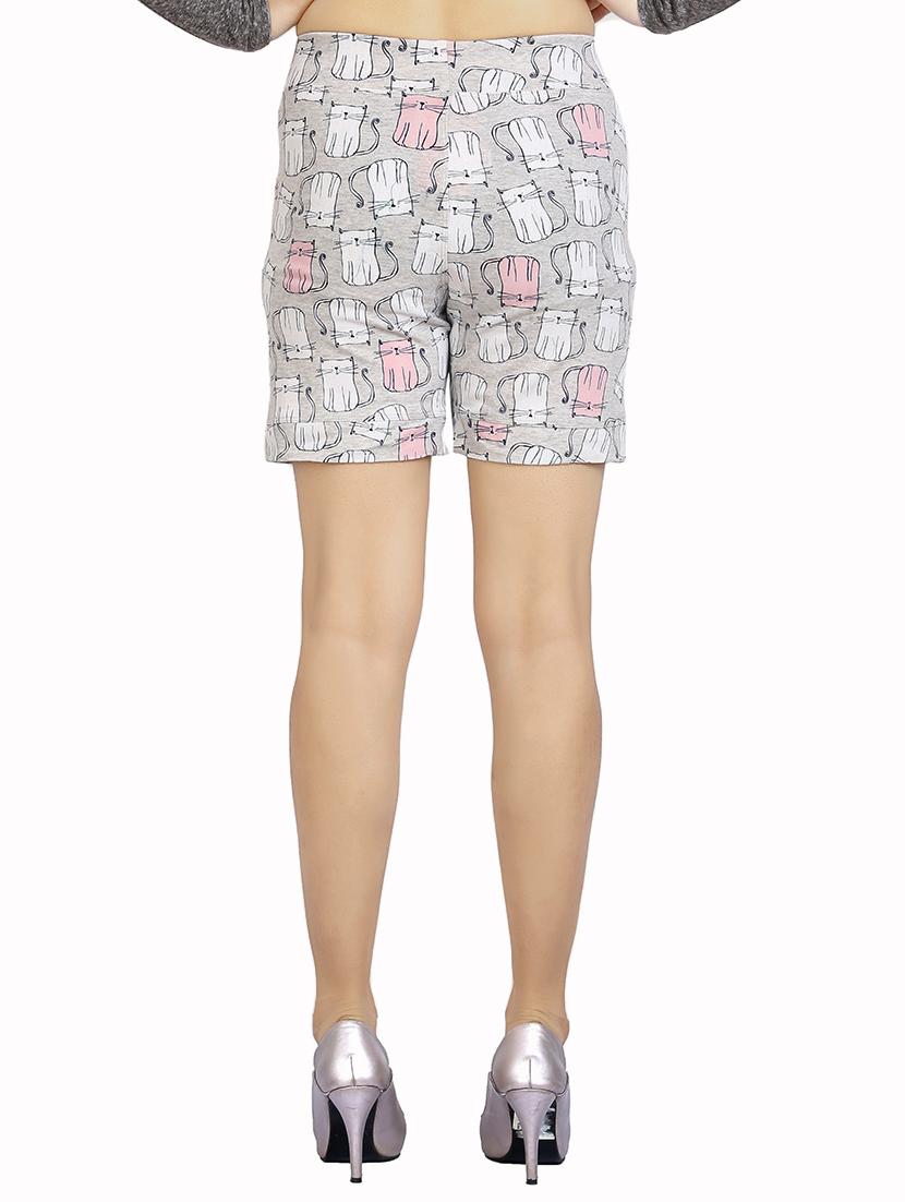 grey printed cotton shorts - 15172855 - Standard Image - 2