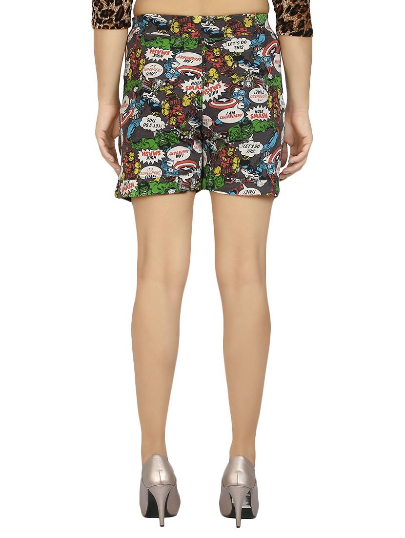 grey printed cotton shorts - 15172862 - Standard Image - 2