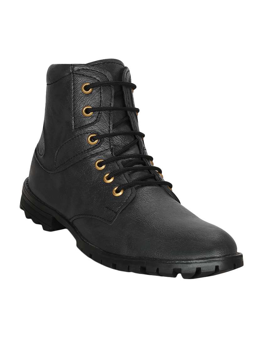 black leatherette high ankle boot