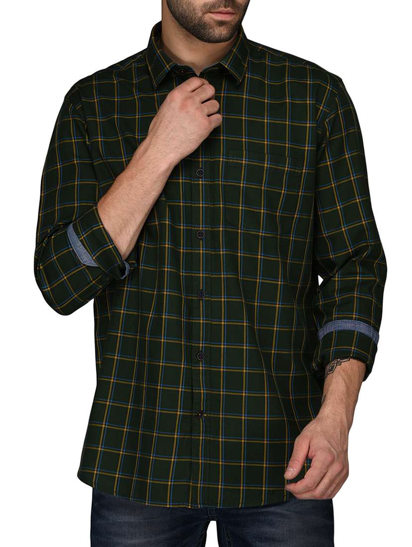 green cotton casual shirt