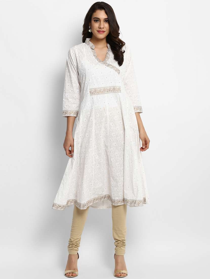 white cotton anarkali kurta