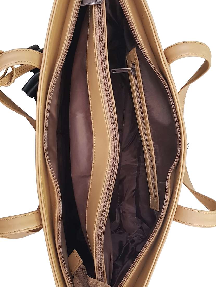 beige leatherette (pu) regular handbag - 15179316 -  Standard Image - 2