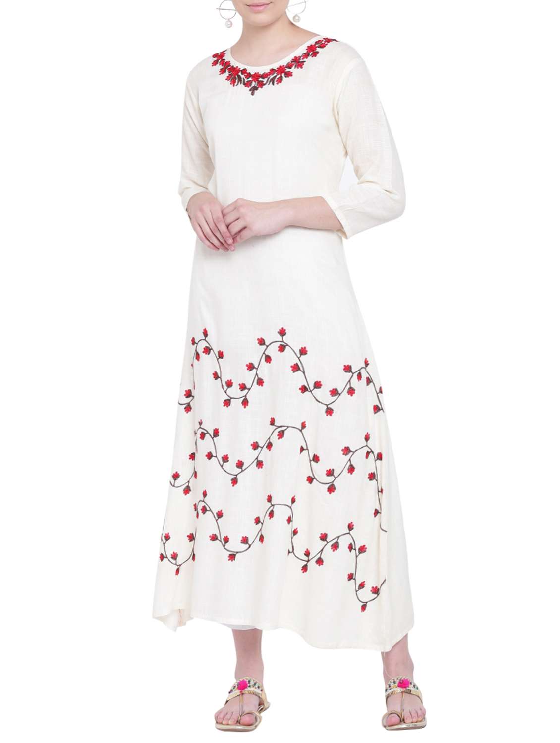 embroidered a-line kurta