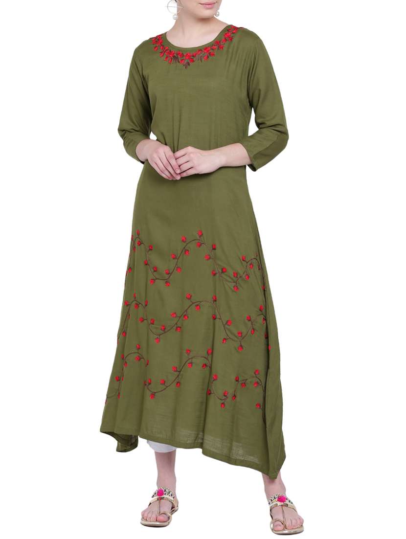 asymmetric embroidered kurta
