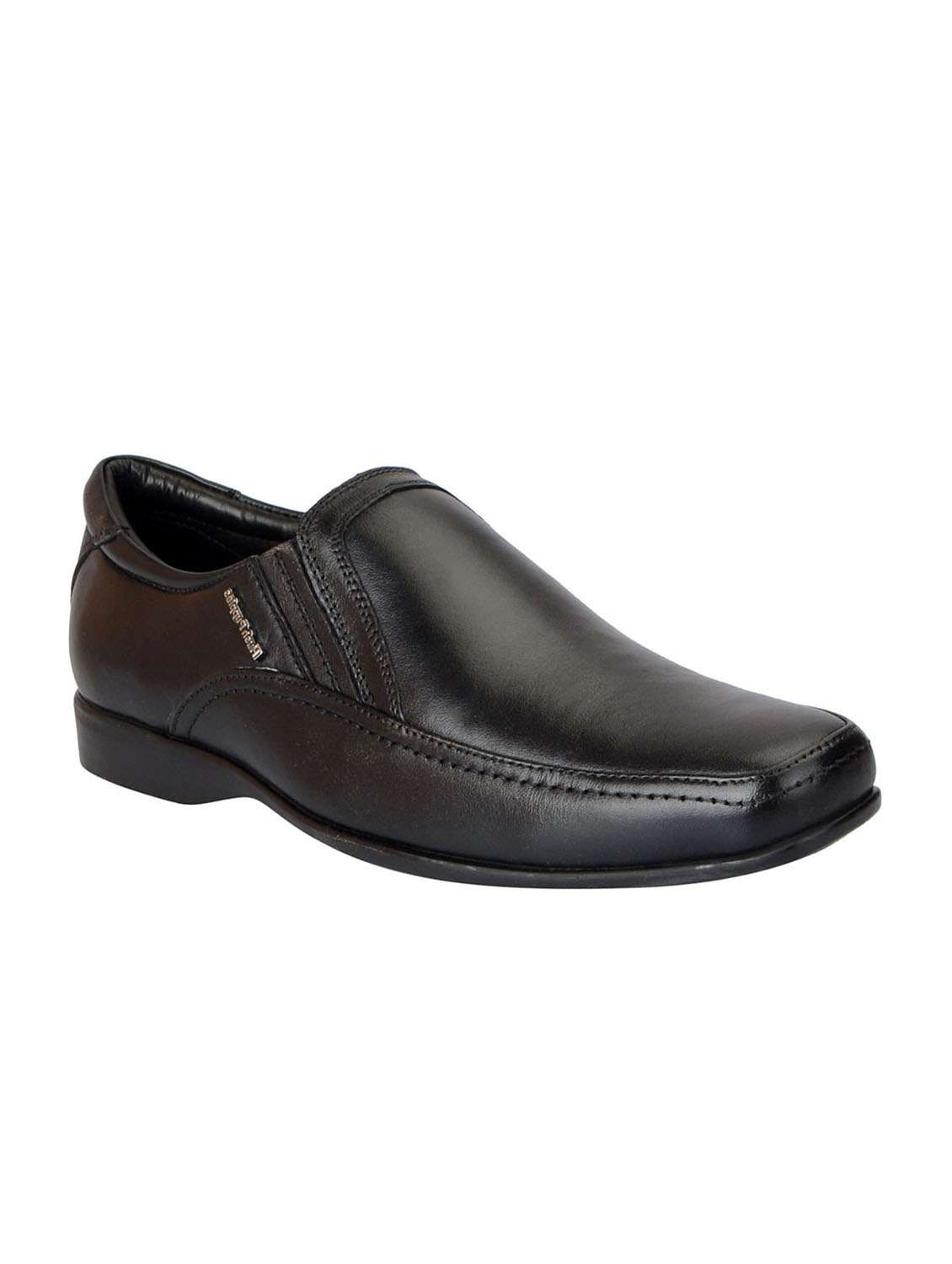 black leather formal slip on