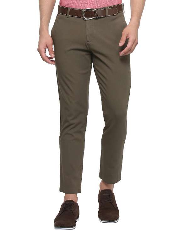 brown cotton blend chinos casual trousers