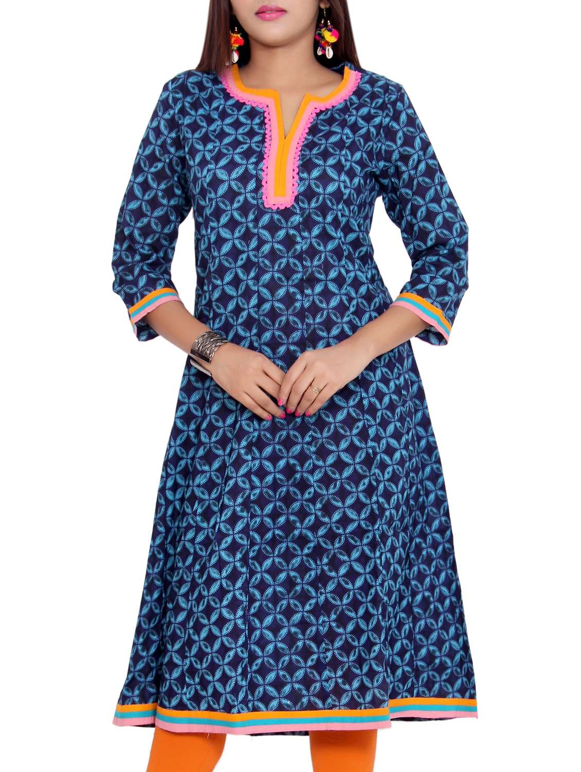 blue cotton flared kurta
