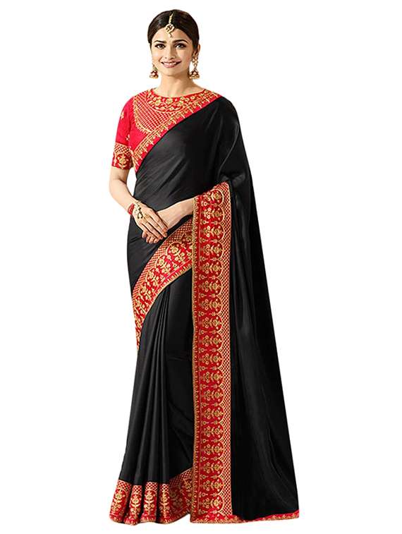 black silk bordered saree with blouse