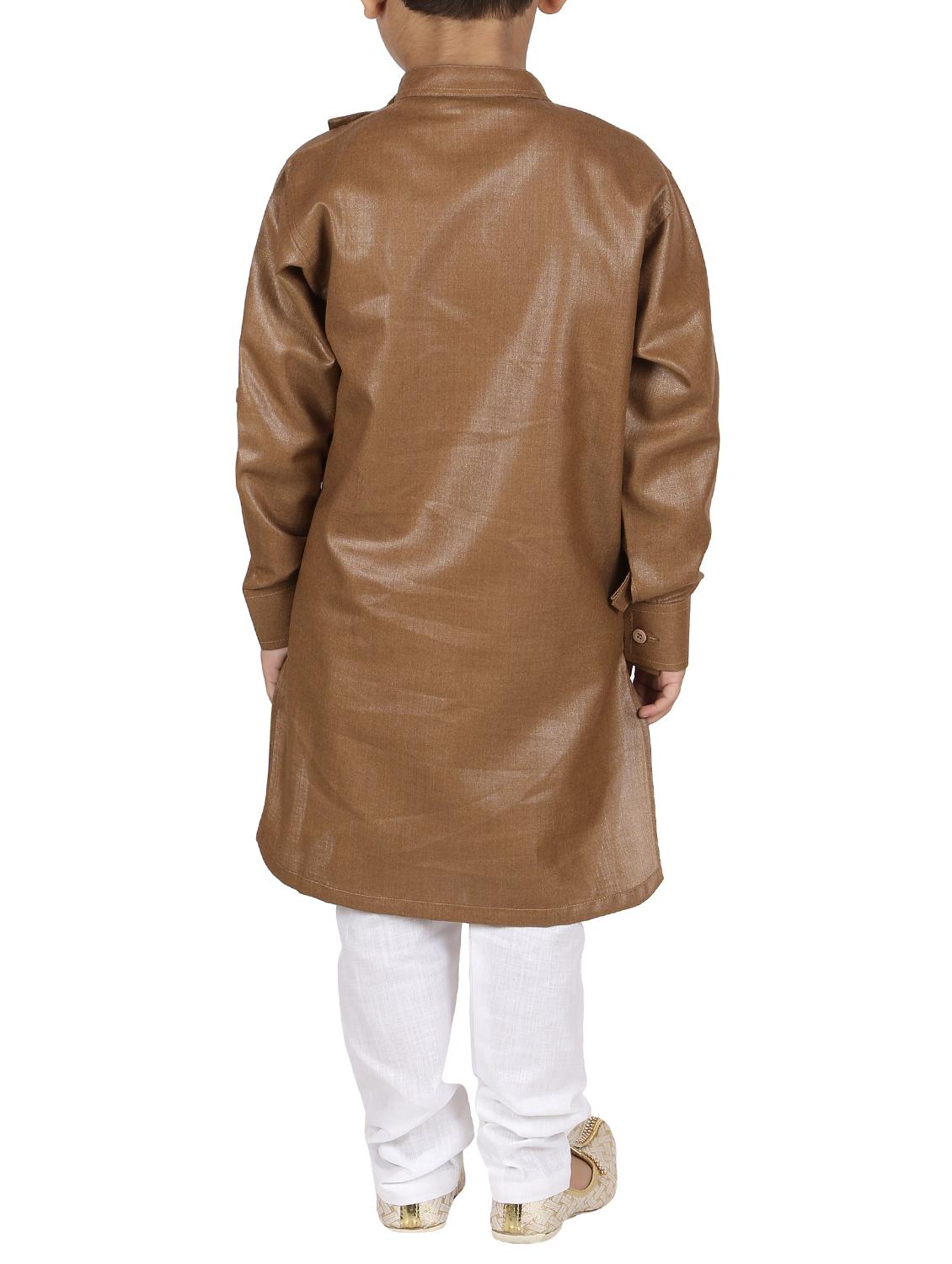 brown cotton blend kurta set - 15186951 - Standard Image - 2