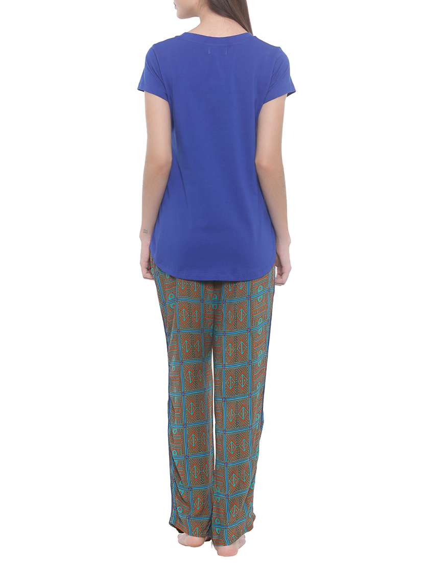 blue cotton nightwear set - 15188507 - Standard Image - 2