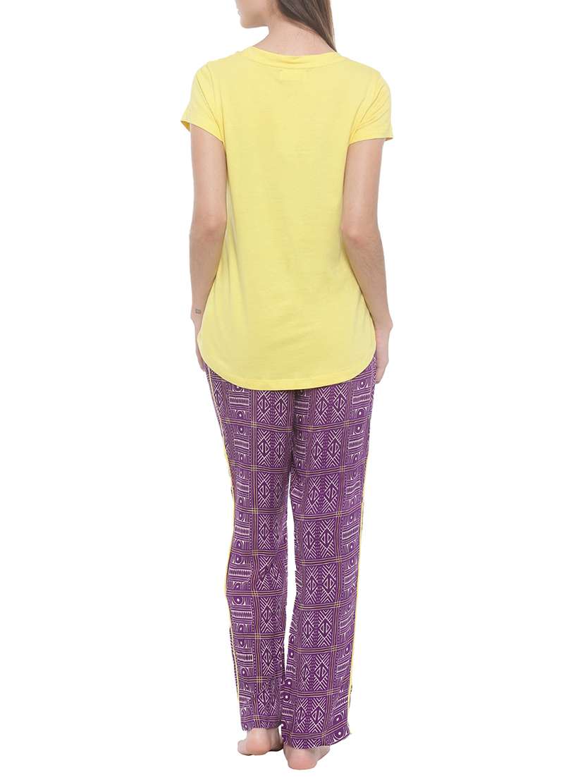 yellow cotton nightwear set - 15188509 - Standard Image - 2