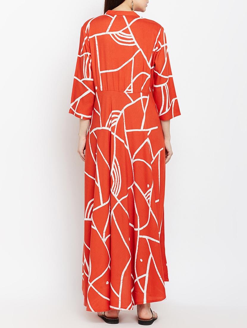 orange rayon asymmetric kurta - 15189572 - Standard Image - 2