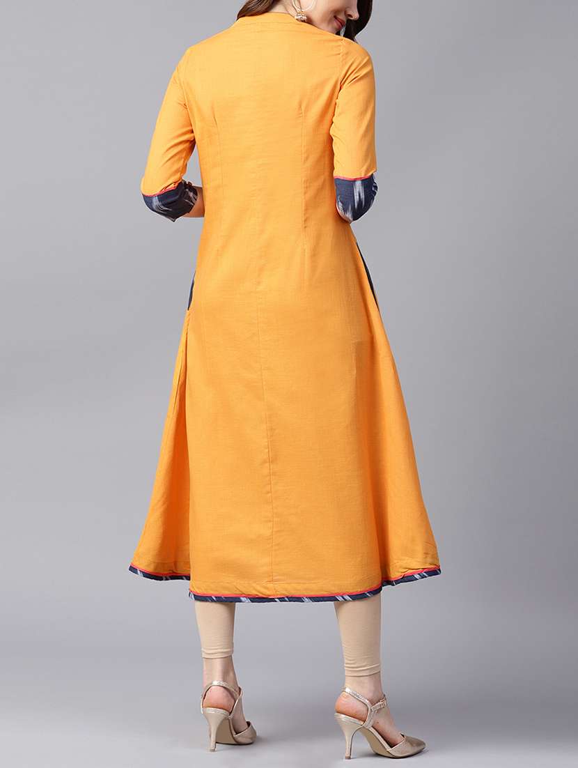 a-line slit embroidered kurta - 15189580 -  Standard Image - 2