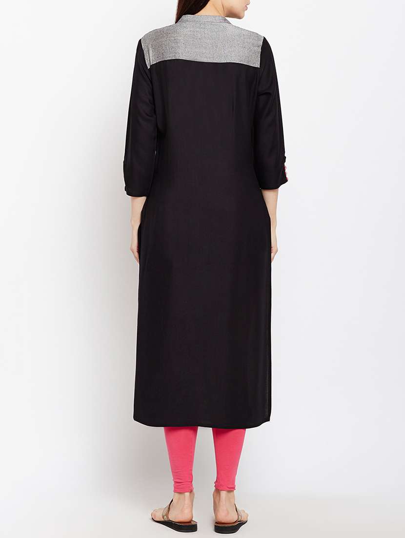 straight embroidered kurta - 15189585 -  Standard Image - 2