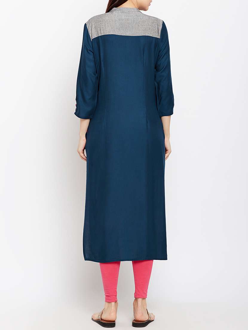 straight embroidered kurta - 15189586 -  Standard Image - 2