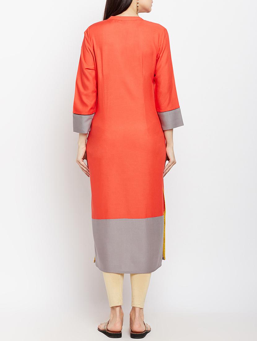pink viscose straight kurta - 15189588 - Standard Image - 2