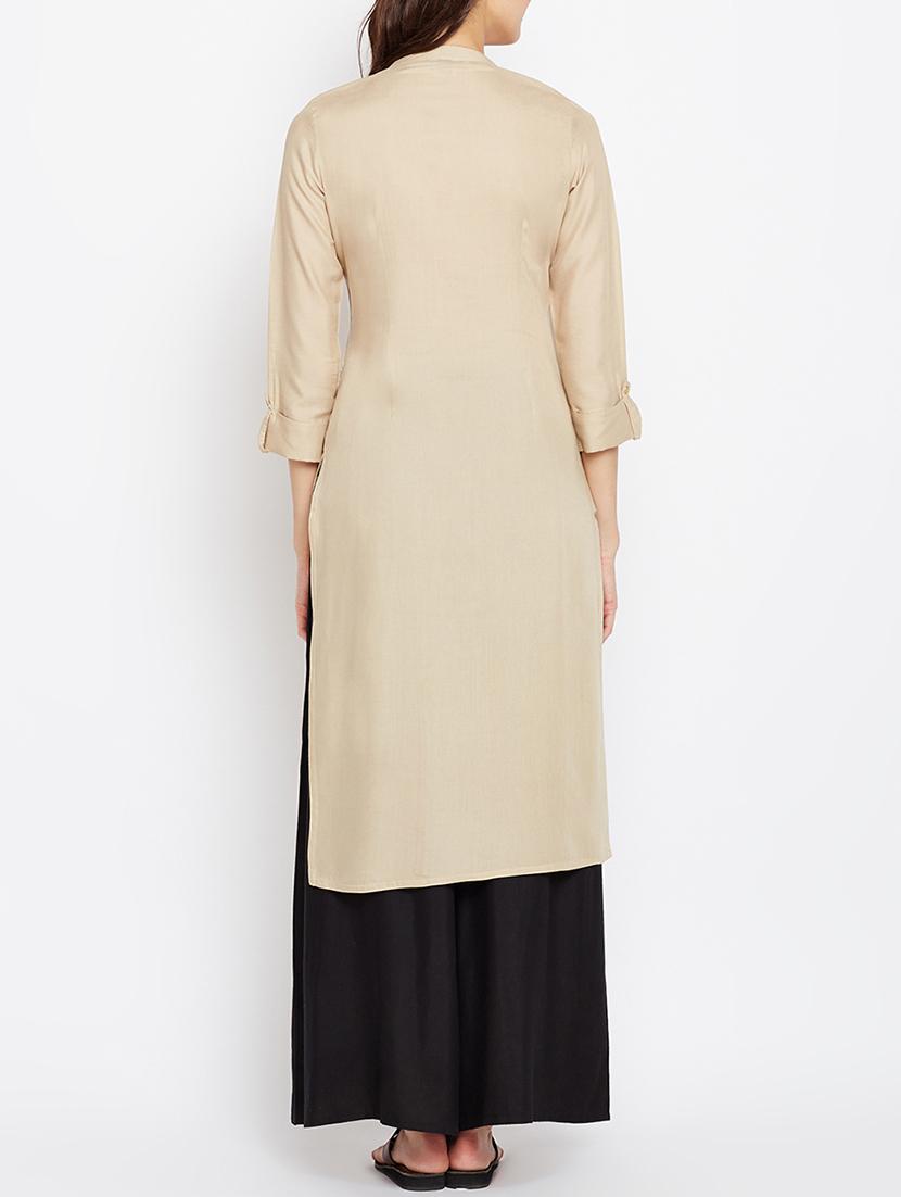straight solid kurta - 15189607 - Standard Image - 2