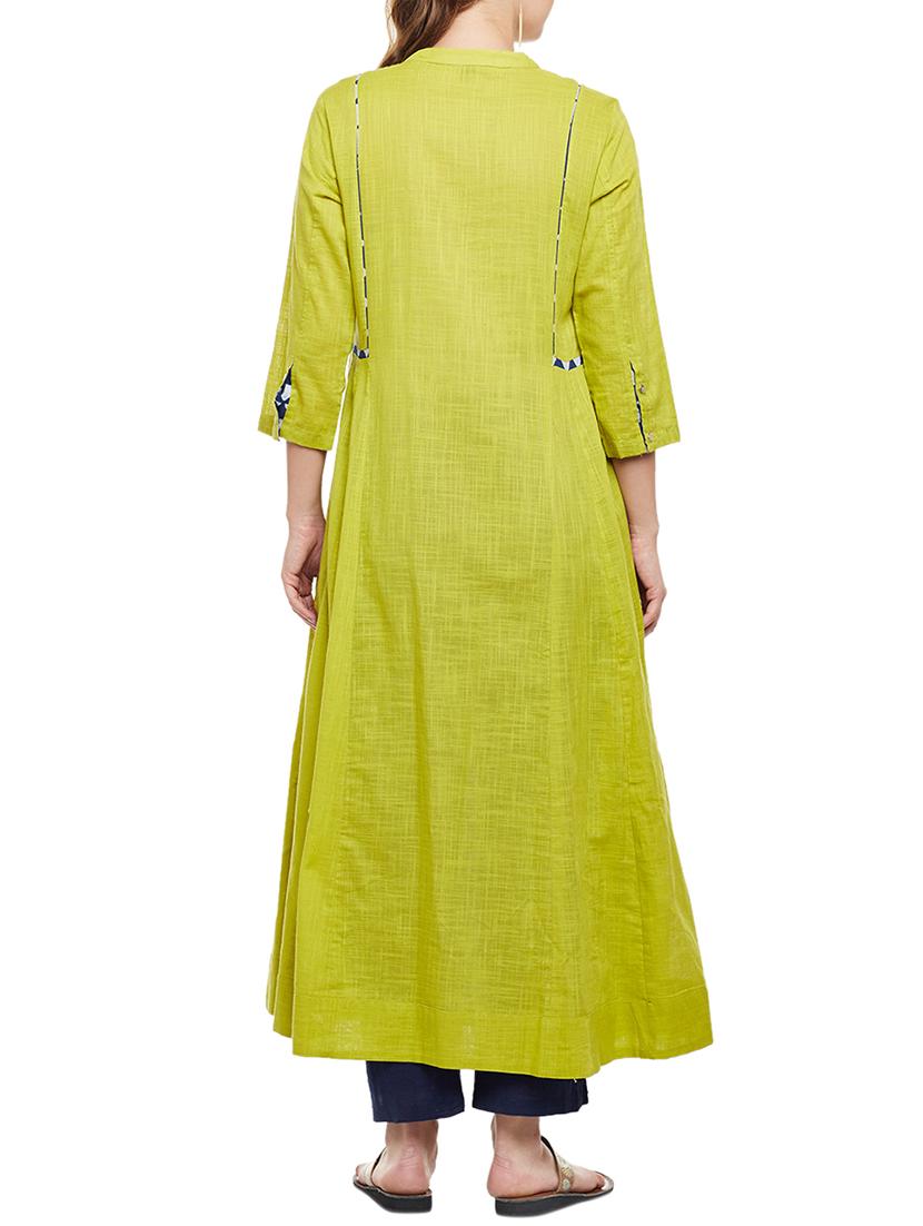green cotton aline kurta - 15189610 - Standard Image - 2