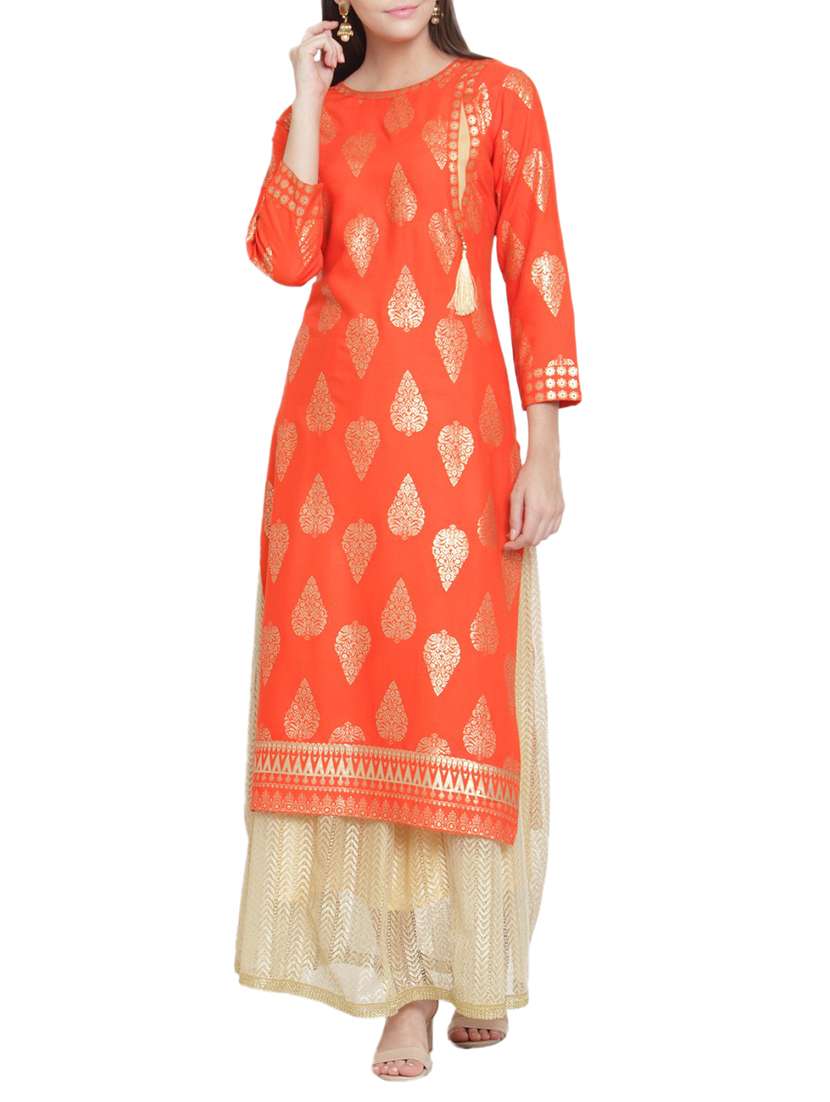 foil print straight kurta