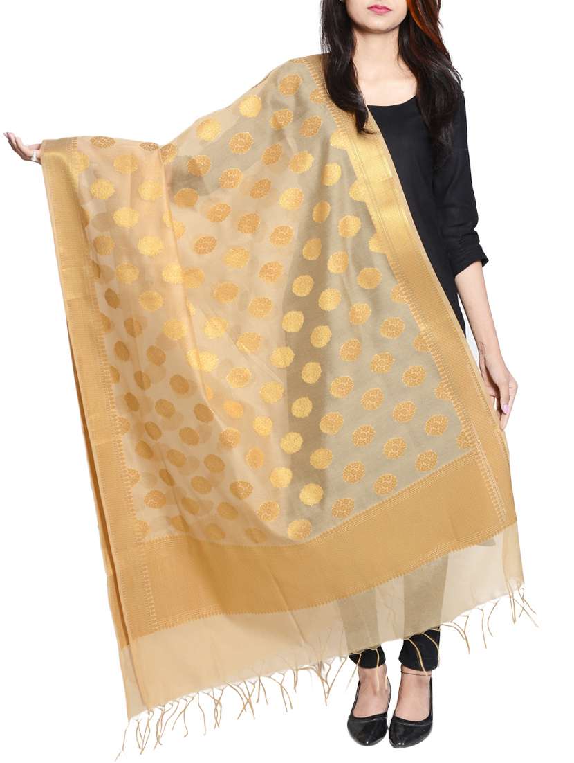 beige chanderi dupatta