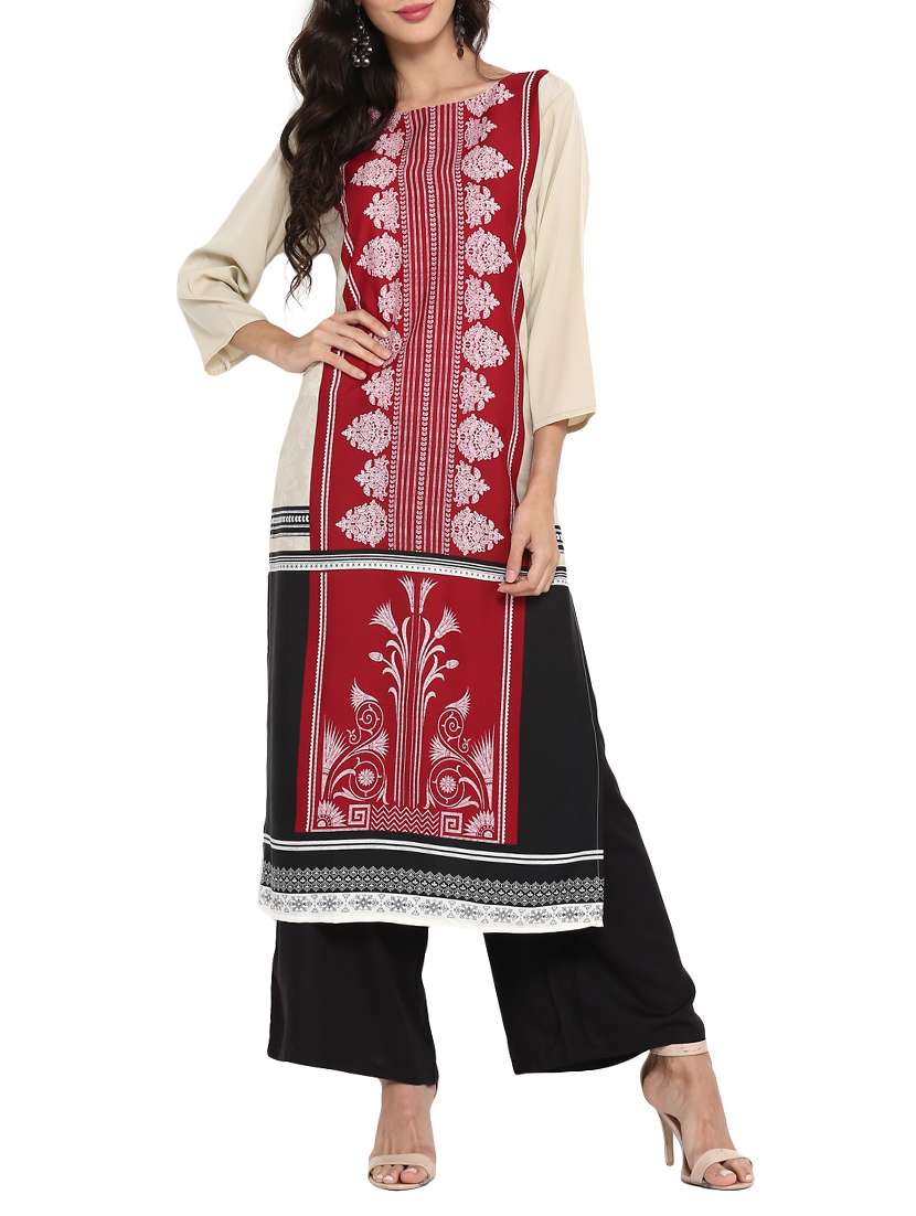 straight printed kurta
