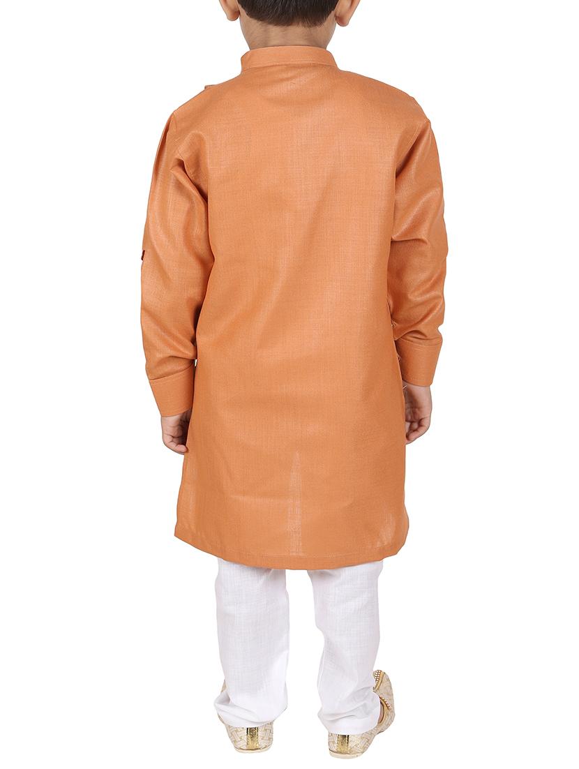orange cotton blend kurta set - 15191501 - Standard Image - 2