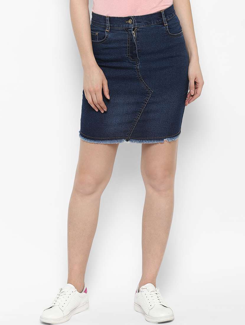 blue denim frayed skirt - 15191782 - Zoom Image - 0