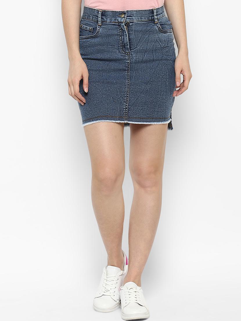 blue denim frayed skirt - 15191788 - Zoom Image - 0