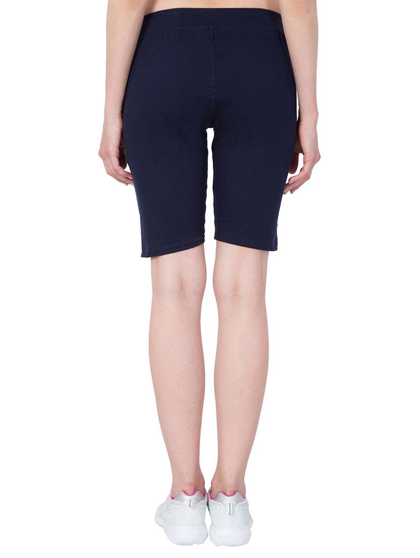 navy blue solid cotton shorts - 15192148 - Standard Image - 2
