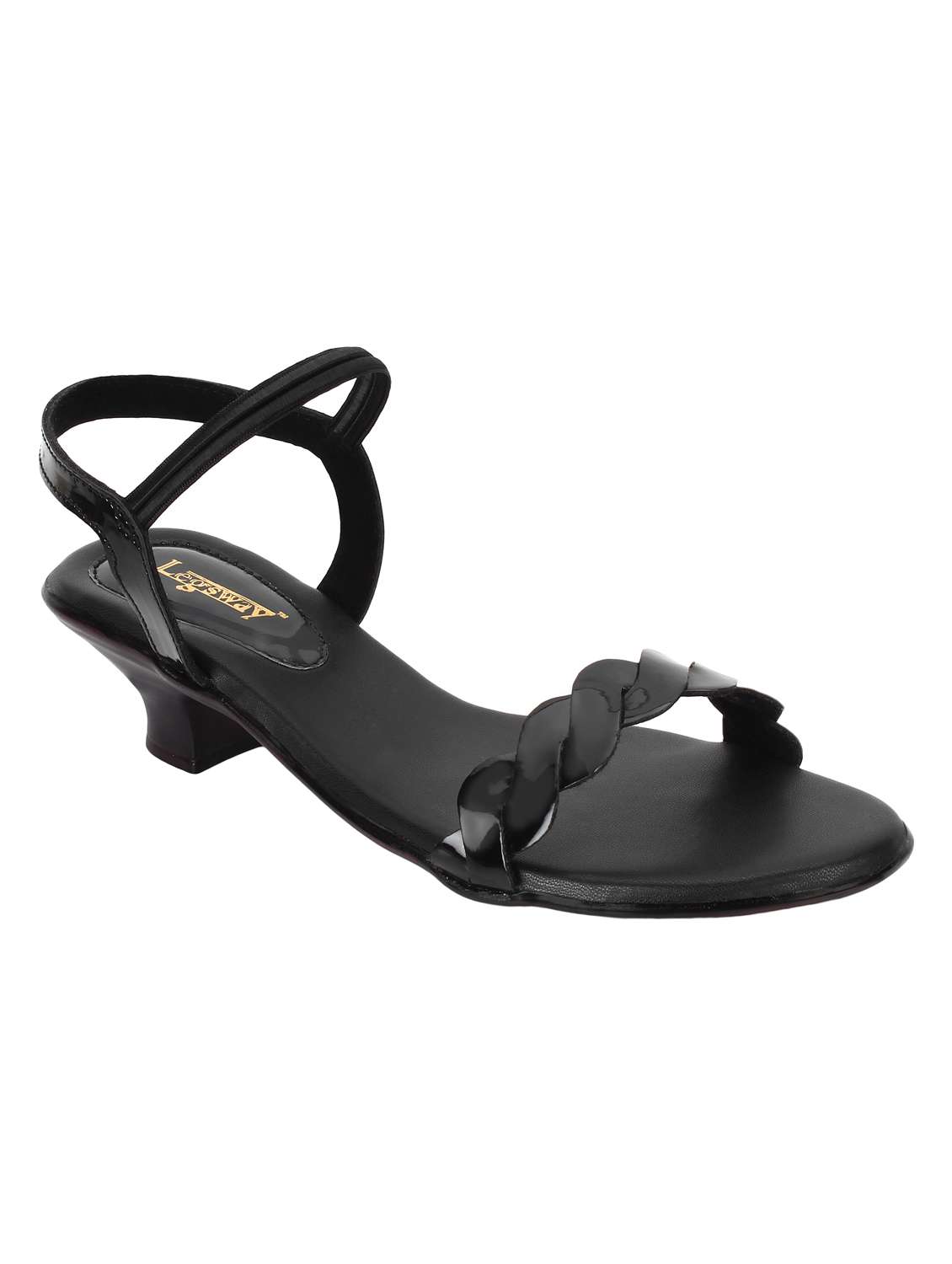 black pvc back strap sandals