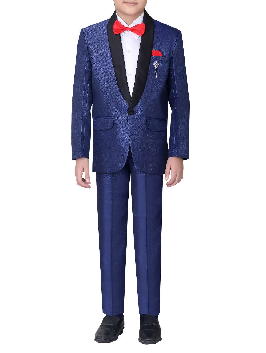 blue cotton blend suit set