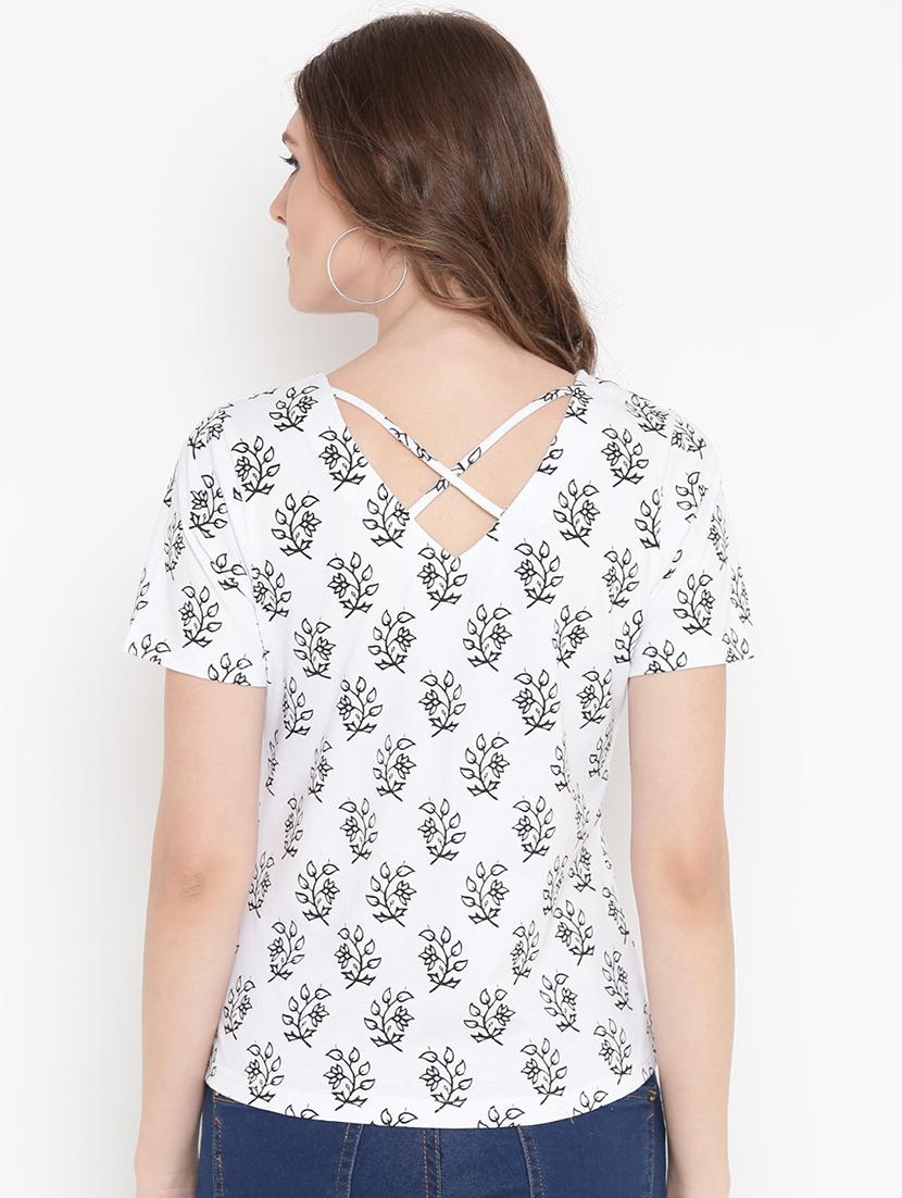 white printed cotton top - 15198369 - Standard Image - 2