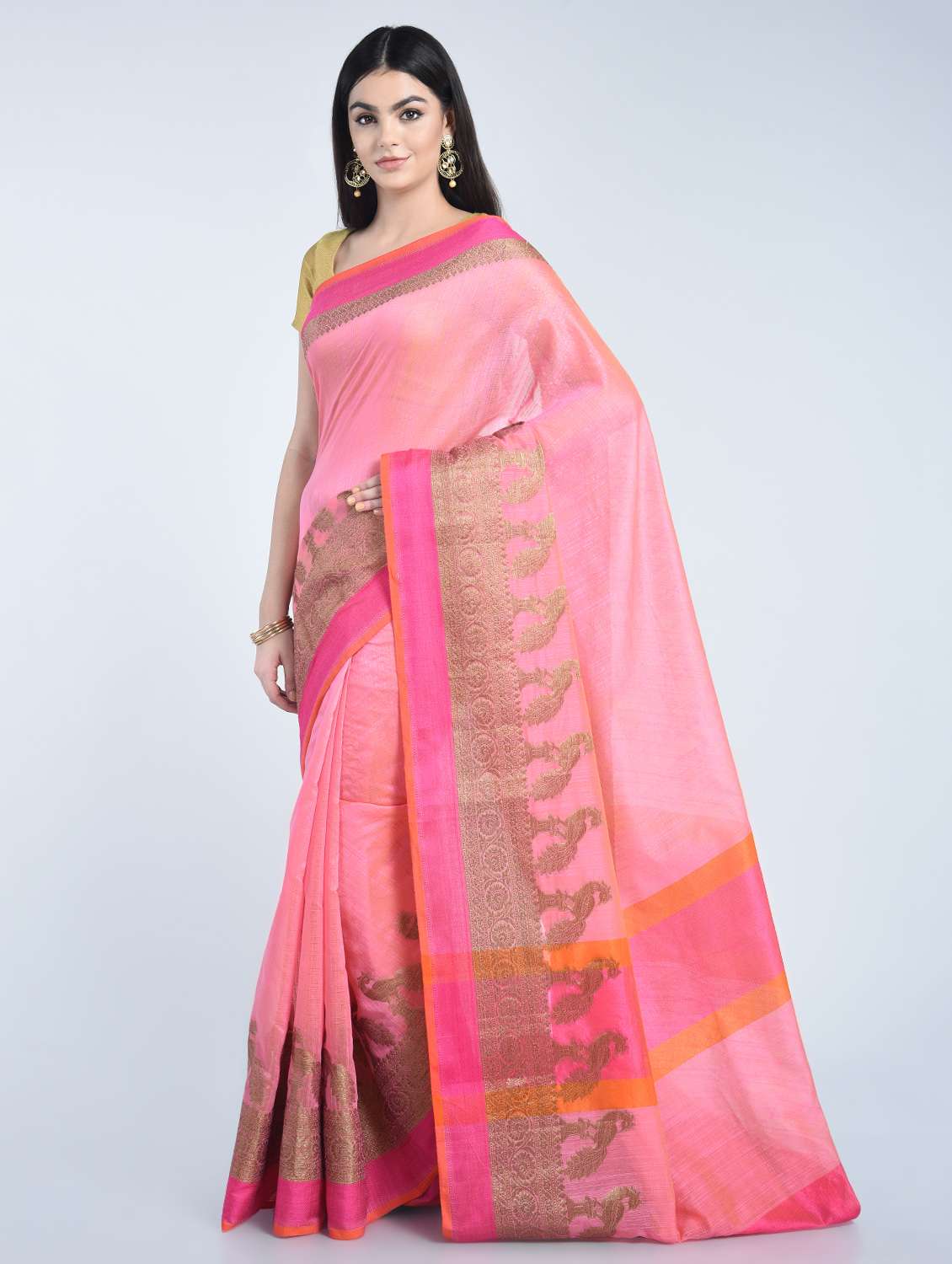 zari bordered saree with blouse