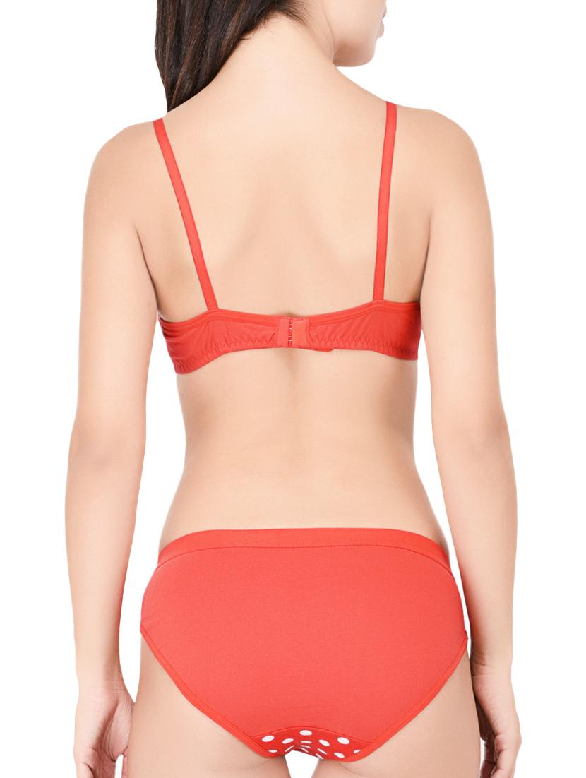 orange polka dotted hosery bras and panty set - 15203842 - Standard Image - 2