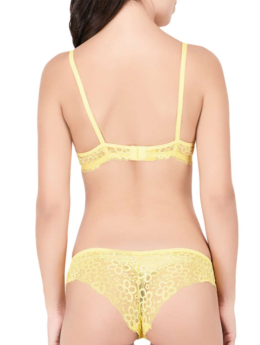 yellow lacy hosery bras and panty set - 15203848 -  Standard Image - 2