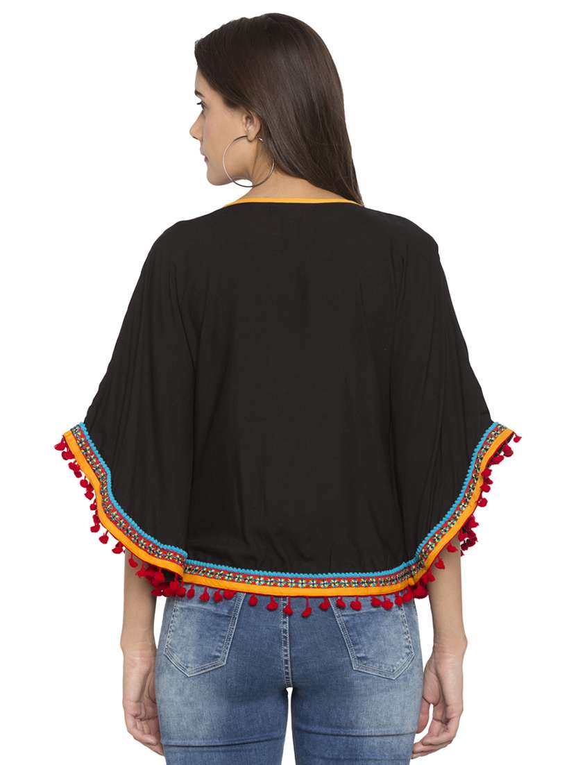 black solid viscose summer poncho - 15205512 - Standard Image - 2