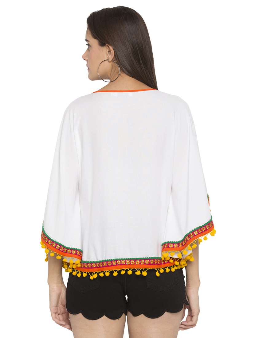white solid viscose summer poncho - 15205513 - Standard Image - 2