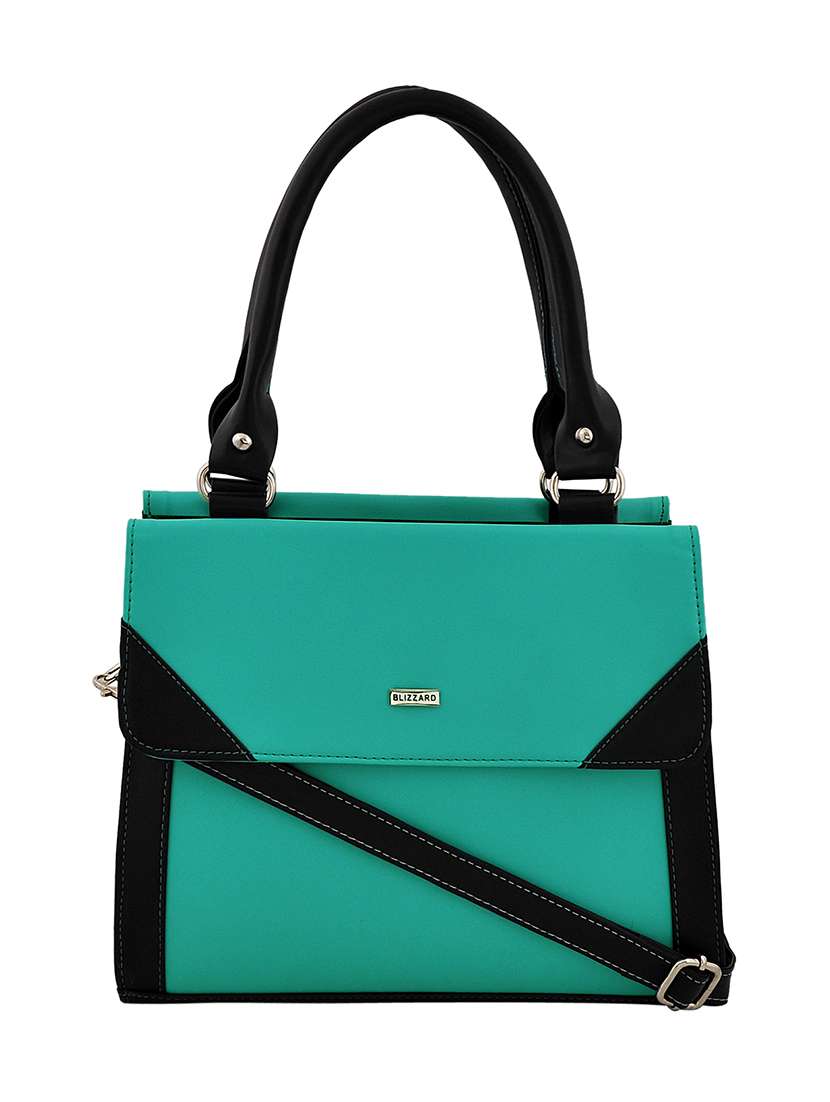 blue leatherette (pu) regular handbag