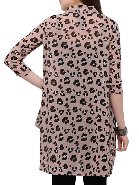 beige printed asymmetric shrug - 15207184 - Standard Image - 2