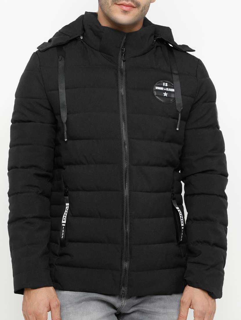 black polyester quilted jacket