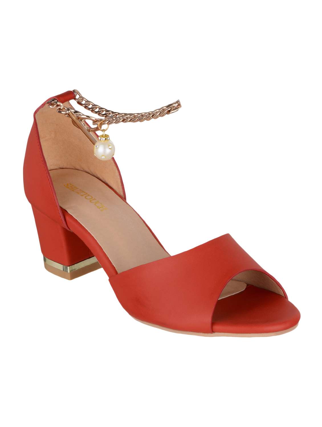 red ankle strap  sandal