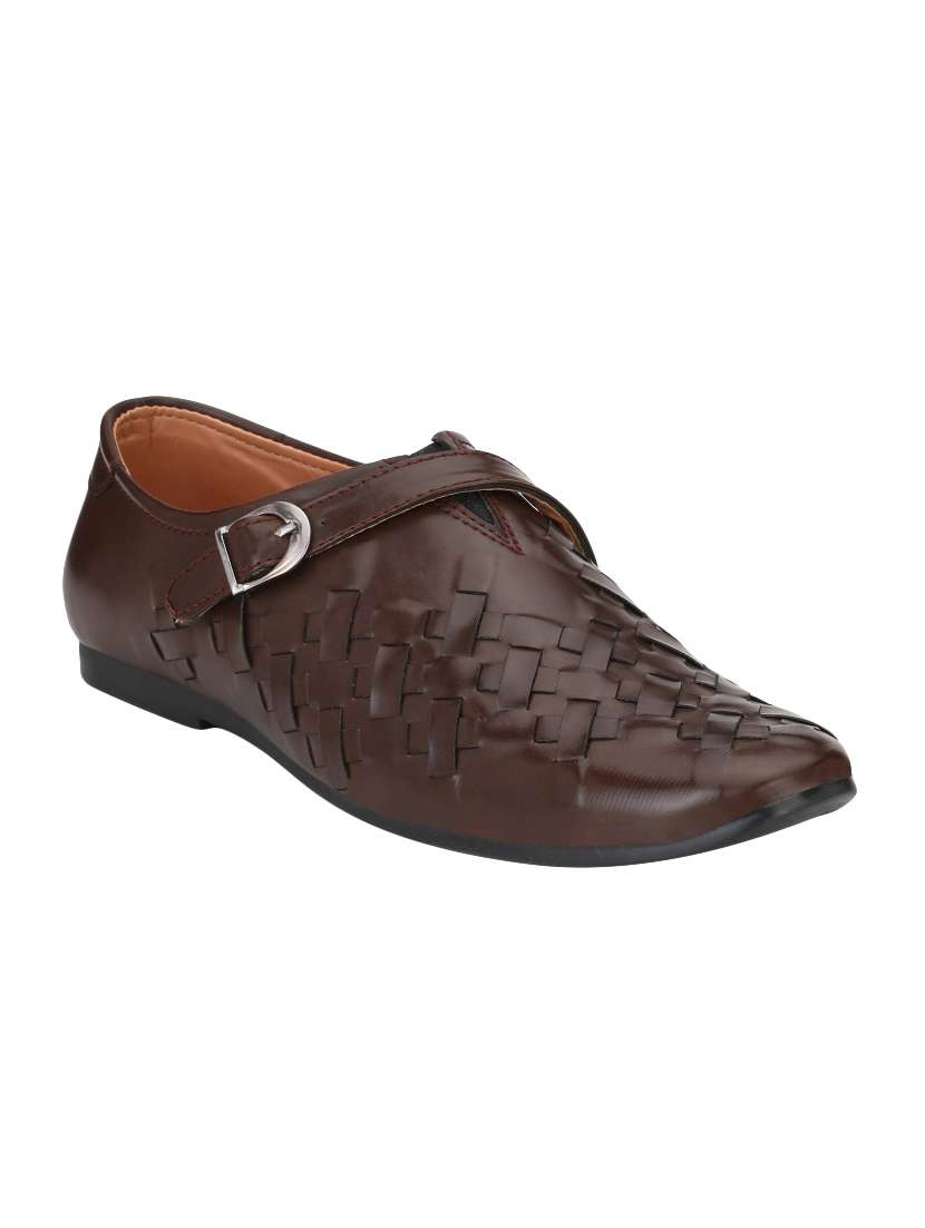 big fox brown leatherette slip on monk straps