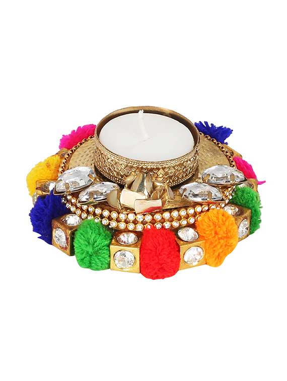 multicolored tea light candle holder