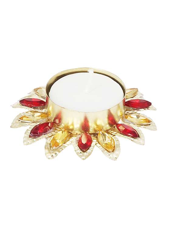 red & yellow tea light candle holder