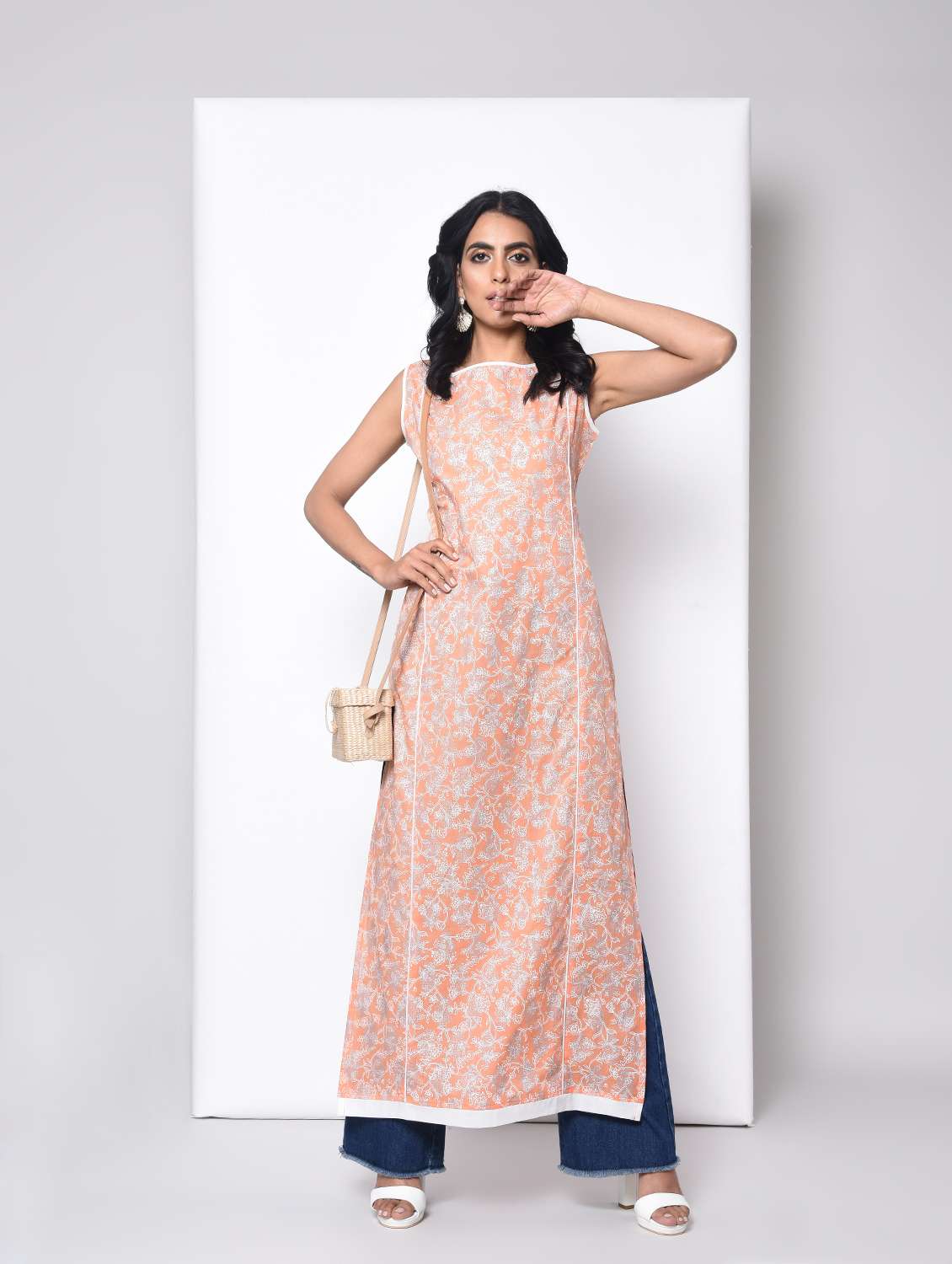 foil printed straight kurta